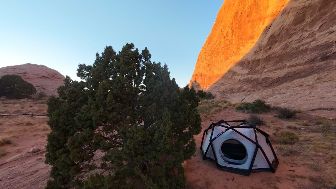 Epic campsite with wide open desert landscape