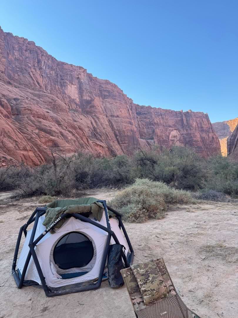 Peaceful campsite with canyon view
