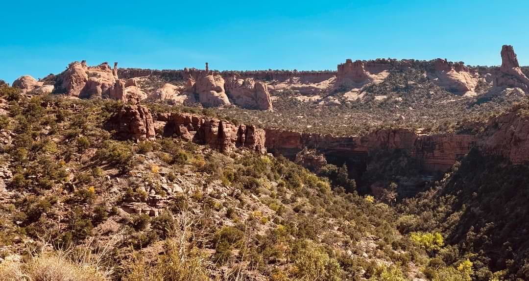 Canyon view with distinctive rock formations and cliffs in Utah
